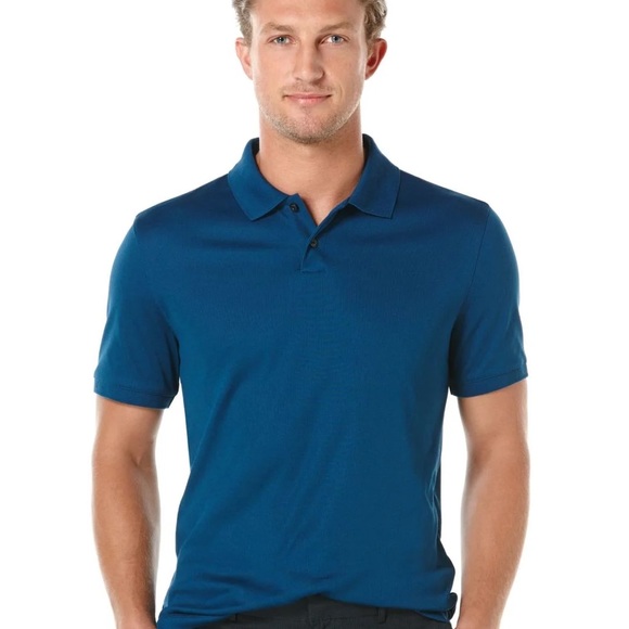 Perry Ellis  Men's Blue Two-Button Short-Sleeve Polo Shirt - Size Large - Picture 4 of 4